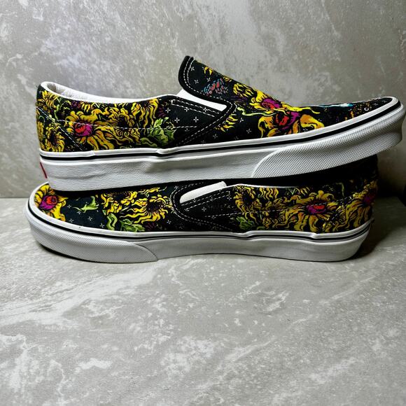 Vans Beauty Skull & Flowers Classic Slip-On Canvas Sneakers Unisex - Picture 7 of 14